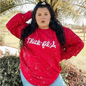 Red Thickfila Sweatshirt Bleached
